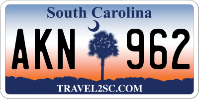 SC license plate AKN962
