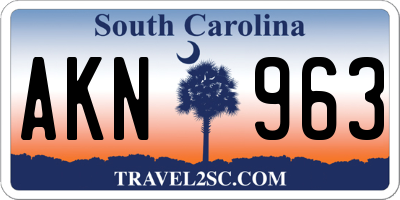 SC license plate AKN963