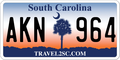 SC license plate AKN964