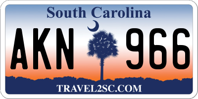 SC license plate AKN966