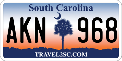 SC license plate AKN968