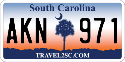 SC license plate AKN971