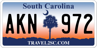 SC license plate AKN972