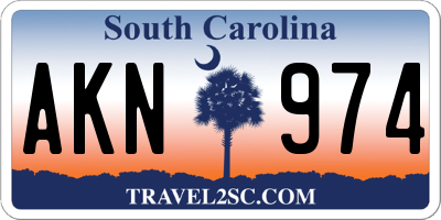 SC license plate AKN974