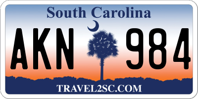 SC license plate AKN984