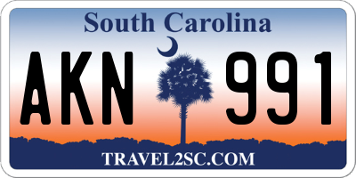 SC license plate AKN991