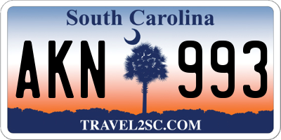 SC license plate AKN993