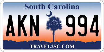 SC license plate AKN994
