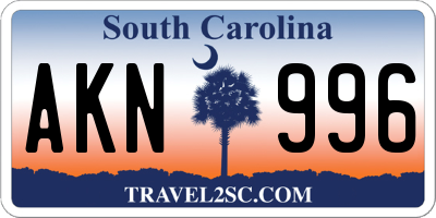 SC license plate AKN996