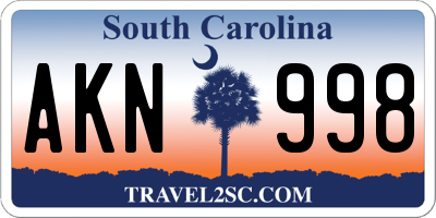SC license plate AKN998
