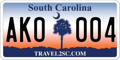 SC license plate AKO004