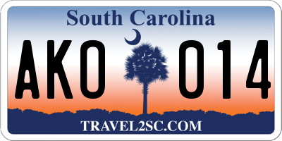 SC license plate AKO014