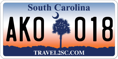 SC license plate AKO018