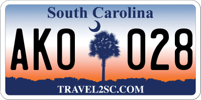 SC license plate AKO028