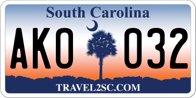 SC license plate AKO032