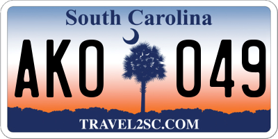 SC license plate AKO049