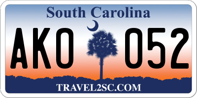 SC license plate AKO052