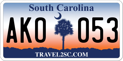 SC license plate AKO053