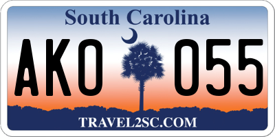 SC license plate AKO055