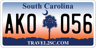 SC license plate AKO056