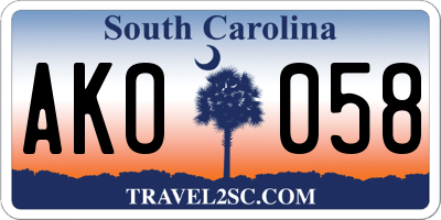 SC license plate AKO058