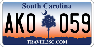 SC license plate AKO059