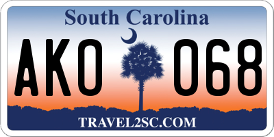 SC license plate AKO068