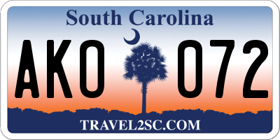 SC license plate AKO072