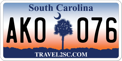 SC license plate AKO076