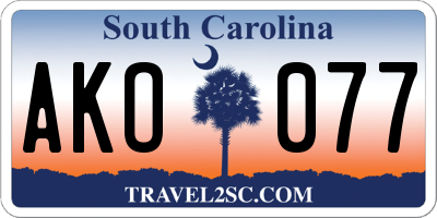 SC license plate AKO077