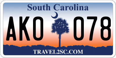 SC license plate AKO078