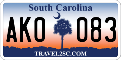 SC license plate AKO083