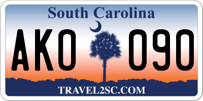 SC license plate AKO090