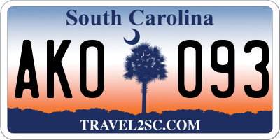 SC license plate AKO093