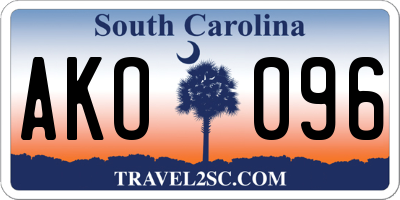 SC license plate AKO096