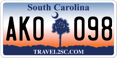 SC license plate AKO098