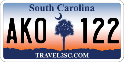 SC license plate AKO122