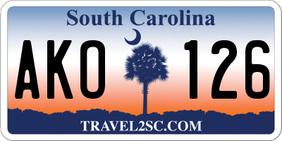 SC license plate AKO126