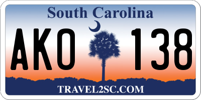 SC license plate AKO138