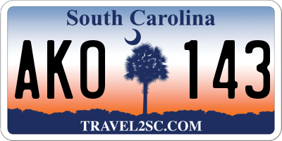 SC license plate AKO143