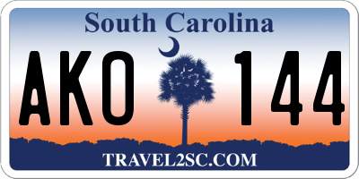 SC license plate AKO144