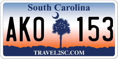 SC license plate AKO153