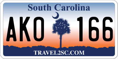 SC license plate AKO166