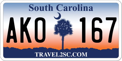 SC license plate AKO167