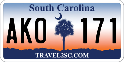 SC license plate AKO171