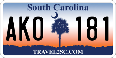 SC license plate AKO181