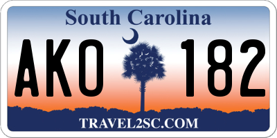 SC license plate AKO182