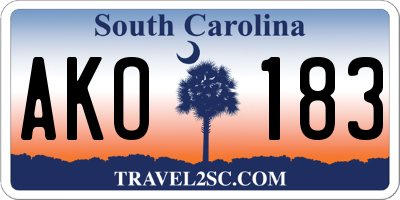 SC license plate AKO183