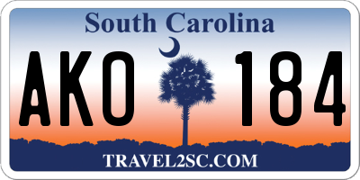 SC license plate AKO184
