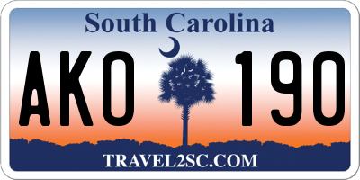 SC license plate AKO190